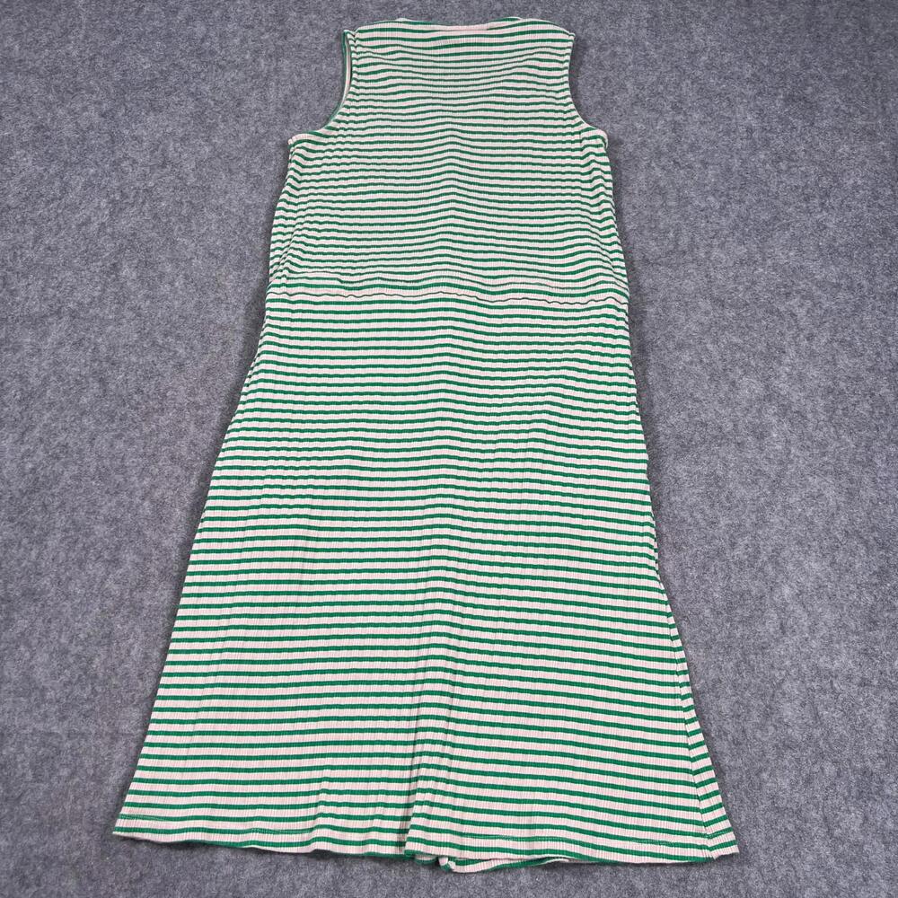 THE TINY BIG SISTER Green Beige Striped Ribbed Knit Shirt Dress Women's 34 US 2 - Picture 6 of 8